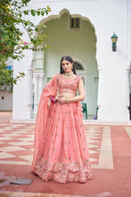 Luxury Gold Crush Embroidered Lehenga Choli with Dupatta