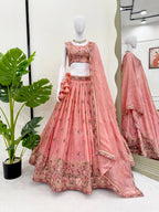 Luxury Gold Crush Embroidered Lehenga Choli with Dupatta