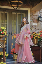 Party Wear Cosmos Silk Kurti Set with Real Mirror Work & Lace Dupatta