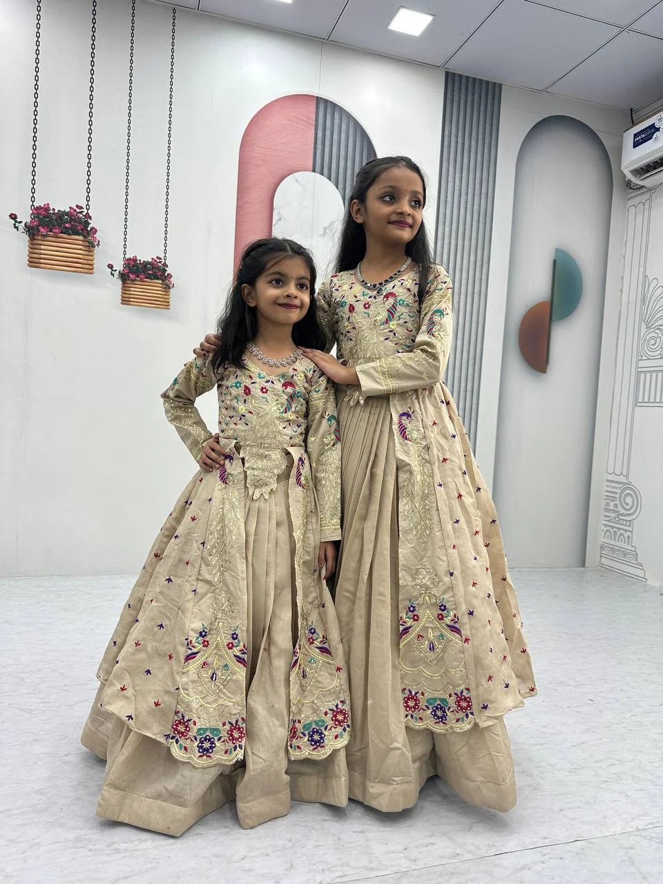 Premium Vichitra Silk Top Lehenga Set for Girls with Heavy Embroidery