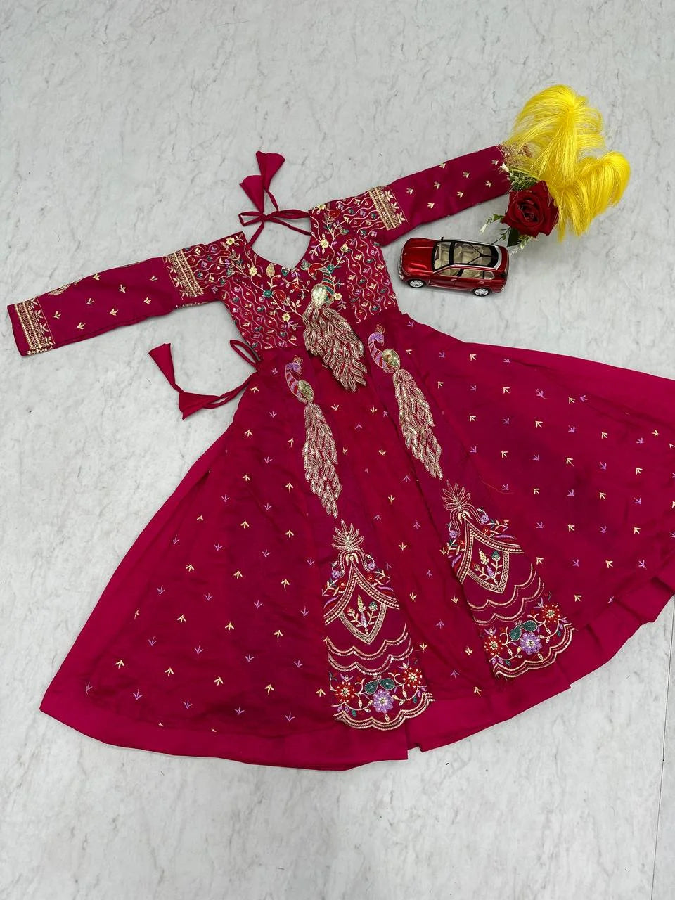 Ethnic Kids Lehenga Set in Pure Vichitra with Heavy Work