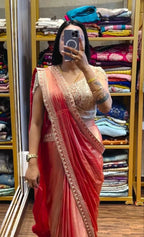 Premium Satin Saree Look with Banglori Embroidered Blouse