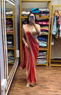 Premium Satin Saree Look with Banglori Embroidered Blouse