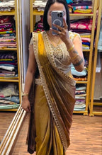 Royal Look Heavy Satin Ready-to-Wear Saree with Designer Blouse