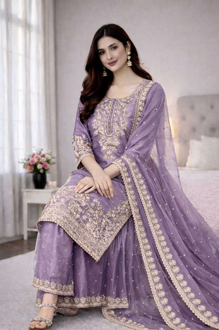 Pastel Lavender Eid Collection of Plazzo Set â€“ Ready to Wear