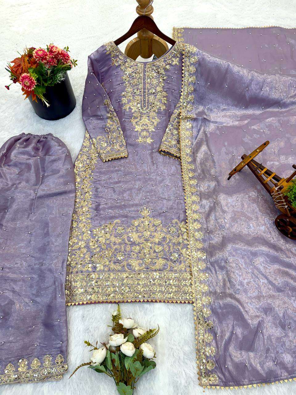 Pastel Lavender Eid Collection of Plazzo Set â€“ Ready to Wear