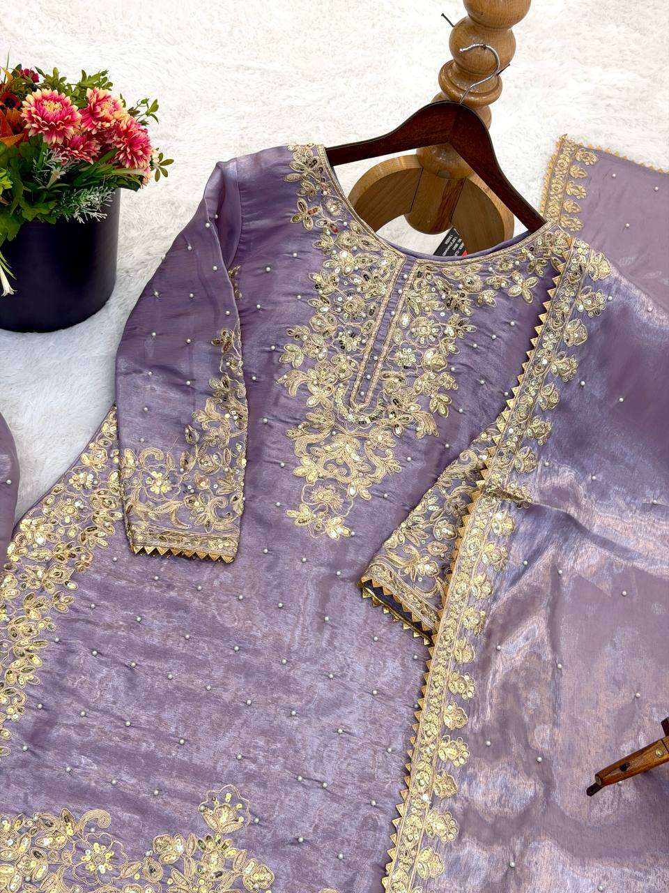 Pastel Lavender Eid Collection of Plazzo Set â€“ Ready to Wear