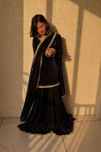 Royal Black Designer Plazzo Suit with Mirror Detailing - Eid Special
