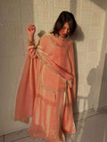Peach Glam Eid Party Wear Mirror Work Palazzo Suit