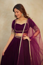 Royal 9000 Velvet Lehenga Choli with Dori & Sequence Embellished Border