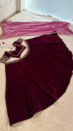 Royal 9000 Velvet Lehenga Choli with Dori & Sequence Embellished Border