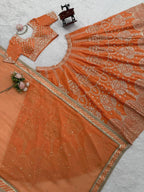 Faux Georgette Thread & Sequence Embroidered Lehenga Choli Set with Dupatta