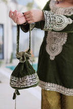 Traditional 9000 Velvet Ethnic Set with Zari Coding Work & Batwa