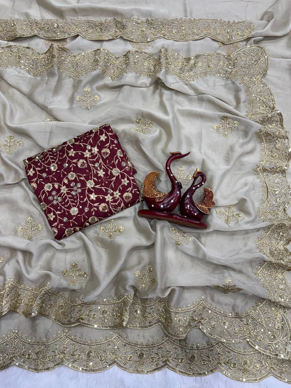 Rangoli Silk Saree with Zari & Sequin Embroidery