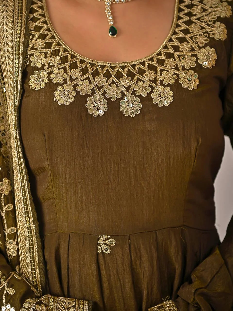 Festive Wear NC Vichitra Silk Anarkali with Cancan Flair, Pant & Dupatta
