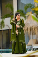 Premium Soft Chiffon Short Kurta Palazzo Dupatta with Beautiful Gota Patti Handwork