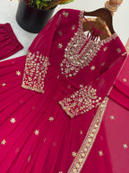 Long Flaired Anarkali Gown Pant With Dupatta - Festive & Wedding Wear