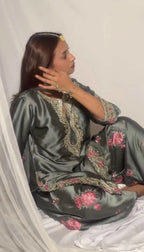 New Arrival Grey Floral Embroidery Kurti With Farshi Salwar Suit Eid Collection