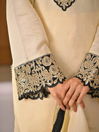 Elegant Roman Silk Sharara Suit with Embroidered Full Sleeve Top