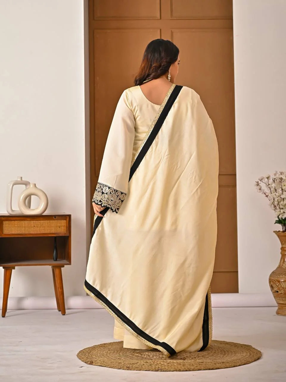 Elegant Roman Silk Sharara Suit with Embroidered Full Sleeve Top