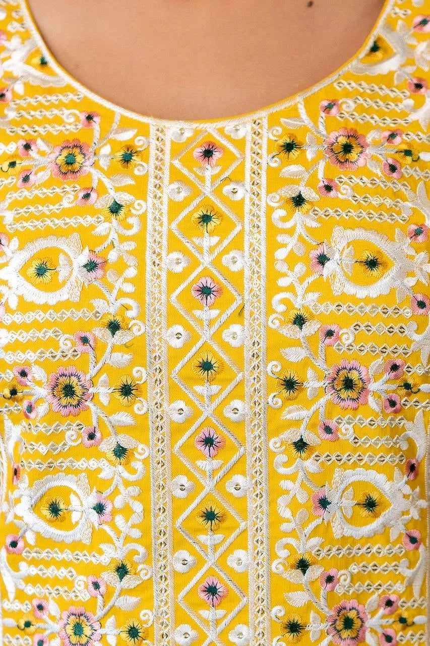 Viscose Rayon Embroidered Top Bottom Set with Printed Organza Dupatta