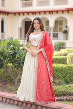 Traditional Cosmos Silk Lehenga Ensemble with Tabby Silk Dupatta