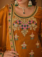Traditional Fandy Silk Sharara Suit with Elegant Handwork Design
