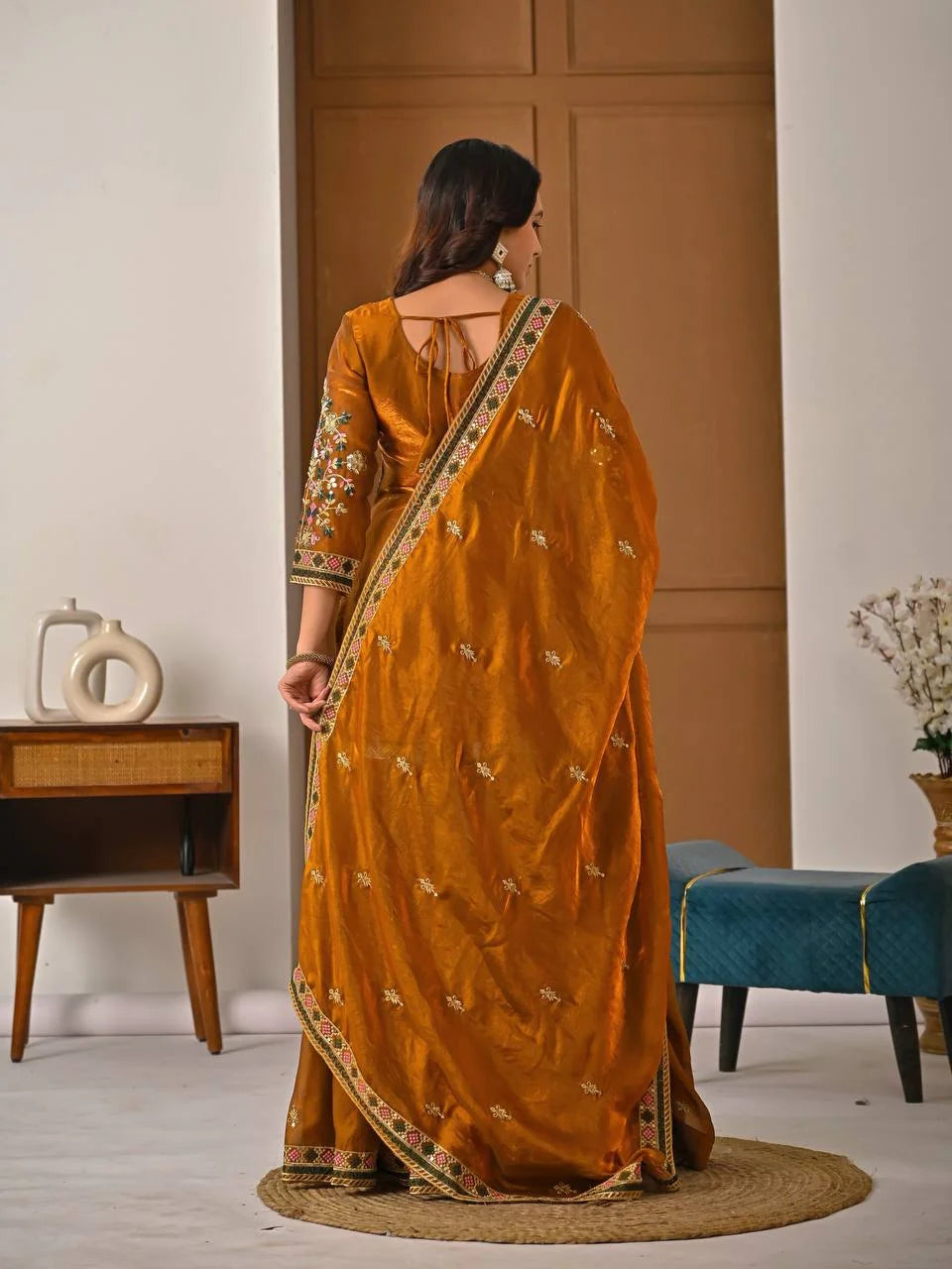 Heavy Fandy Silk Embroidered Top Sharara Palazzo Set with Dupatta