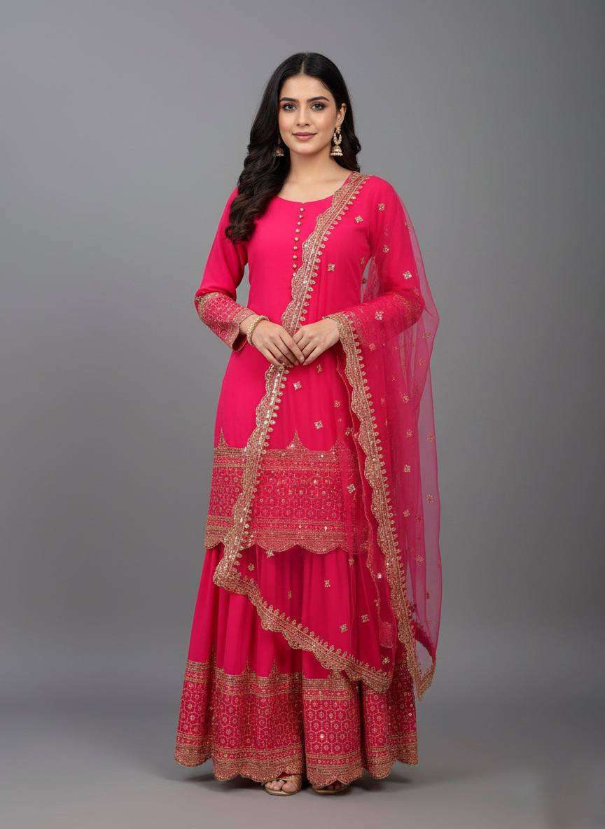Designer Eid special Faux Georgette Sharara Set with Heavy Embroidery