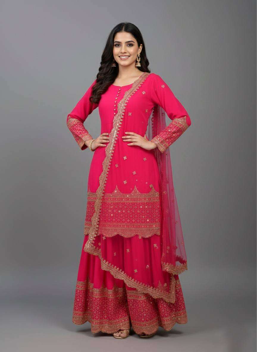 Designer Eid special Faux Georgette Sharara Set with Heavy Embroidery
