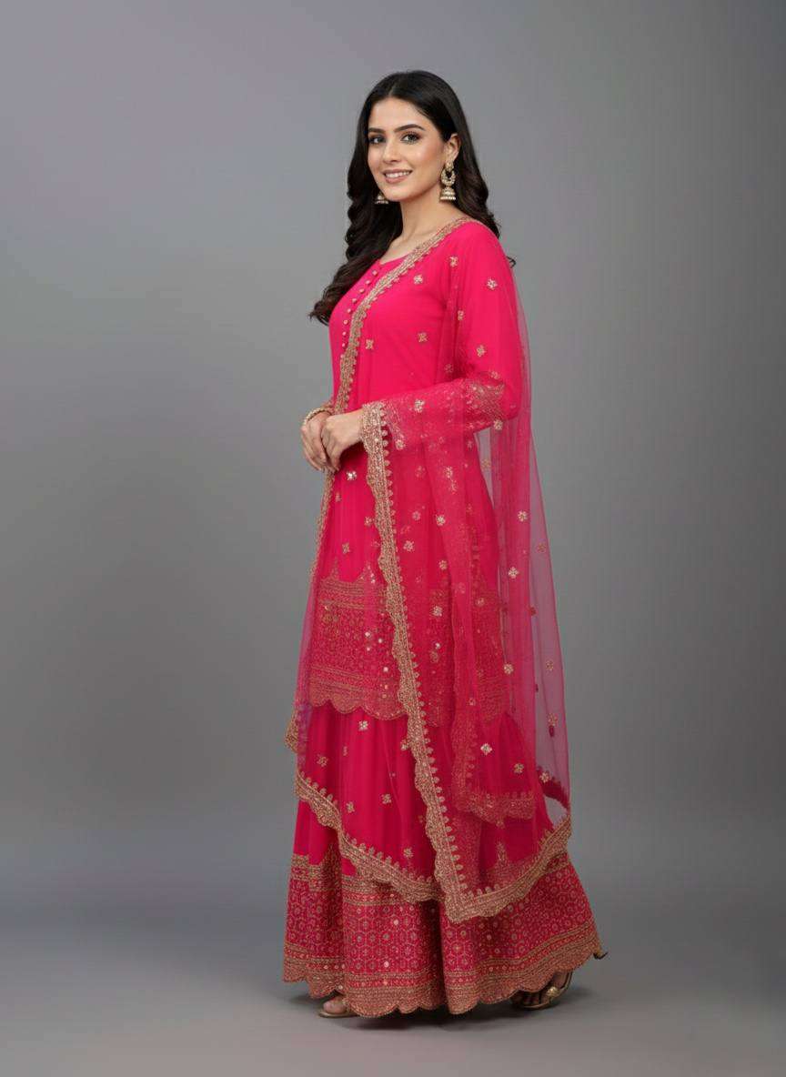 Designer Eid special Faux Georgette Sharara Set with Heavy Embroidery