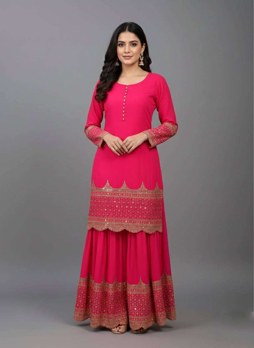 Designer Eid special Faux Georgette Sharara Set with Heavy Embroidery