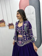 Opulent Vichitra Silk Lehenga Set with Heavy Work Jacket