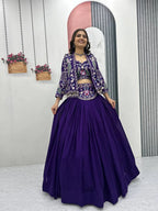 Opulent Vichitra Silk Lehenga Set with Heavy Work Jacket