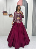 Red Embroidered Jacket Style Lehenga Choli