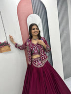 Red Embroidered Jacket Style Lehenga Choli