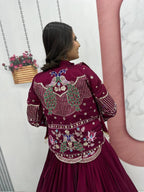 Red Embroidered Jacket Style Lehenga Choli