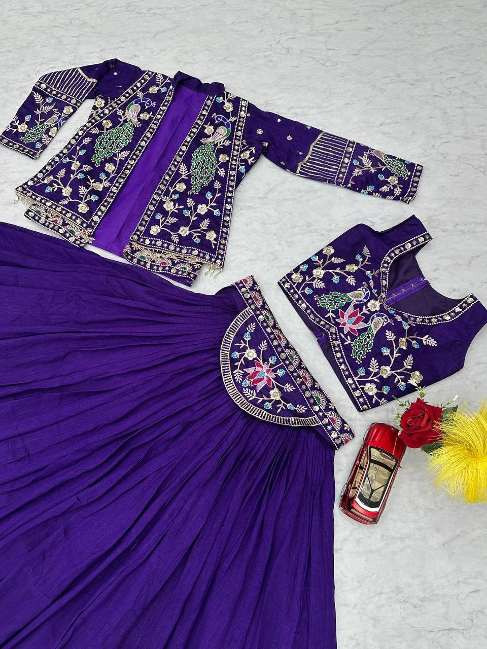 Opulent Vichitra Silk Lehenga Set with Heavy Work Jacket