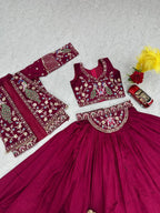 Red Embroidered Jacket Style Lehenga Choli