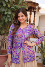Party Wear Cosmos Jacquard Lehenga with Fancy Neck Blouse