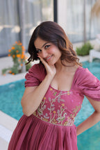 Twirl in Style with This Stunning Pink Embroidered Flowy Maxi Dress