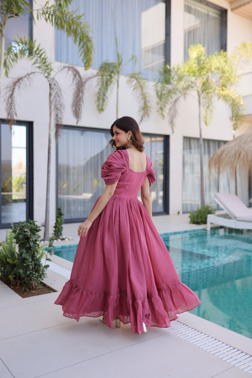 Twirl in Style with This Stunning Pink Embroidered Flowy Maxi Dress