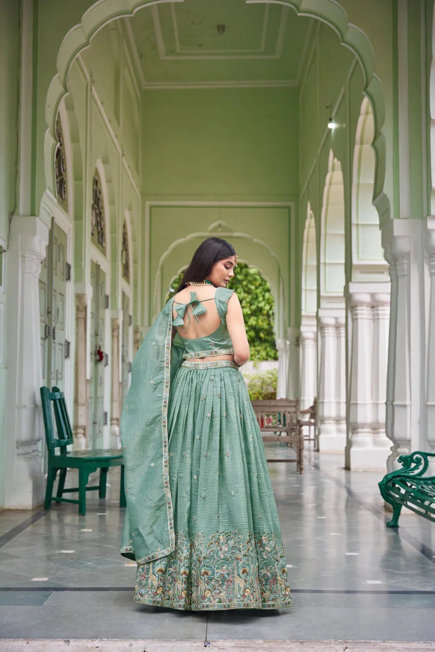 Royal Look Gold Crush Lehenga with Heavy Flair & Luxury Finish