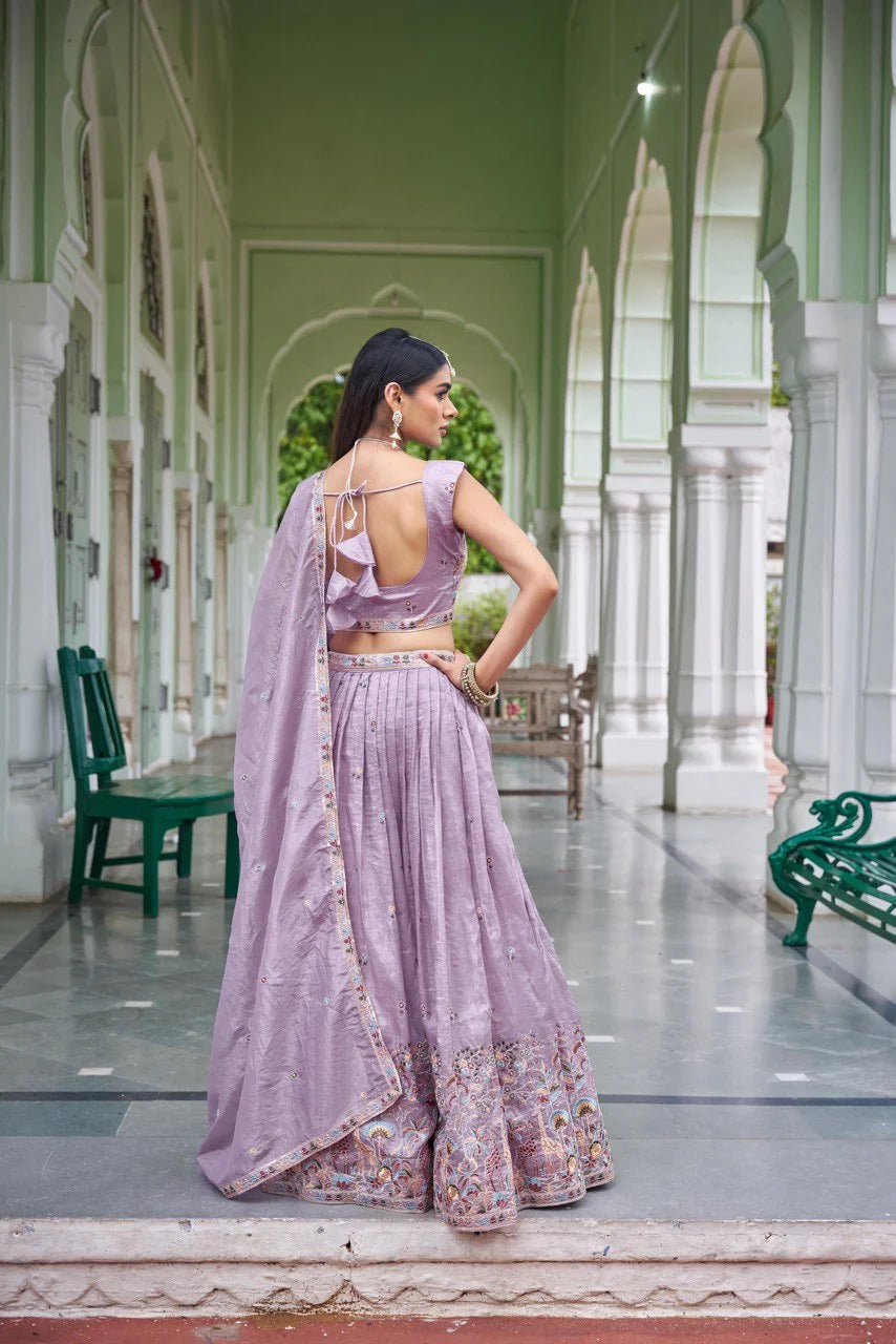 Grand Flair Gold Crush Embroidered Lehenga Choli Dupatta Set