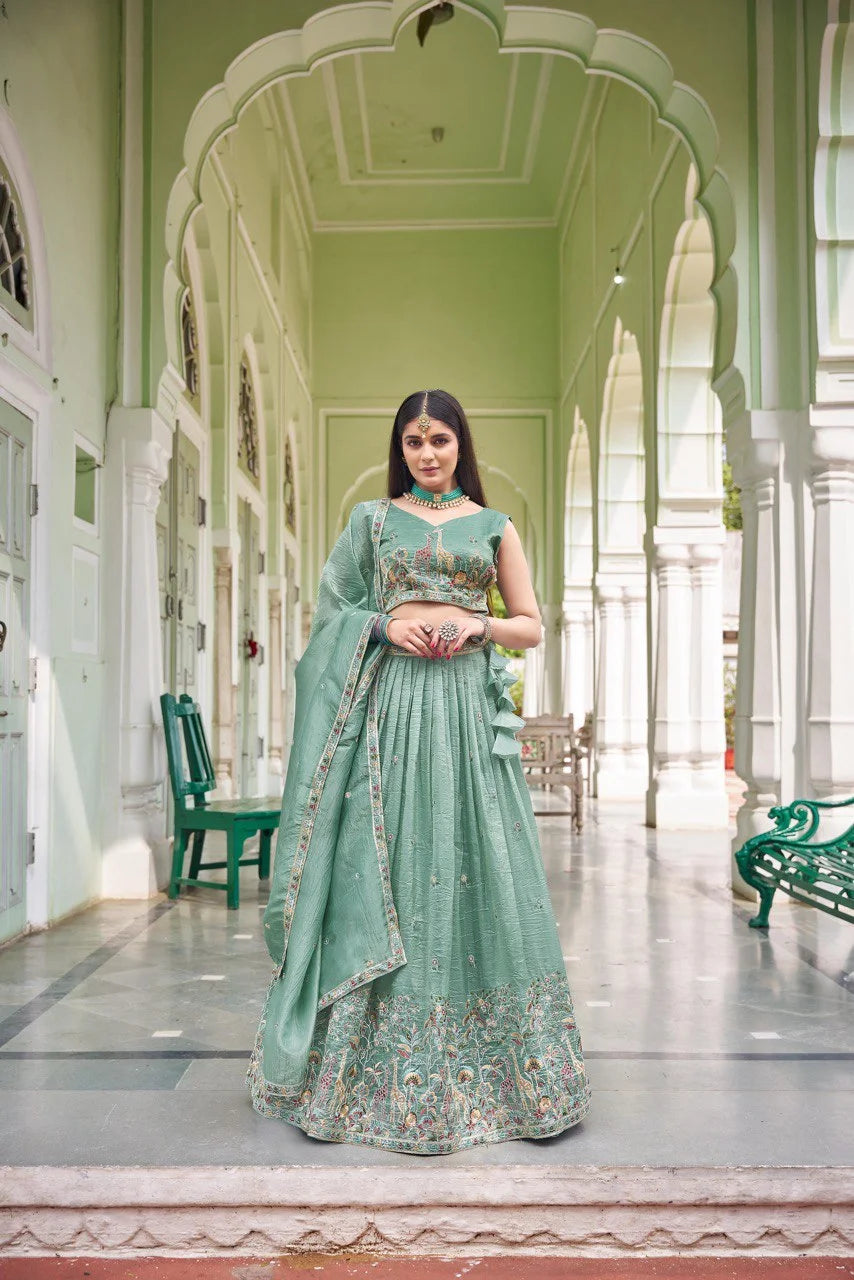Royal Look Gold Crush Lehenga with Heavy Flair & Luxury Finish
