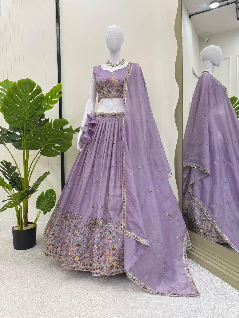 Grand Flair Gold Crush Embroidered Lehenga Choli Dupatta Set