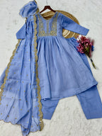 Grace Every Occasion in This Stunning Blue Embroidered Anarkali Set