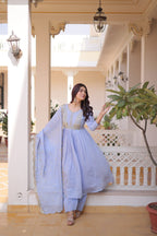 Grace Every Occasion in This Stunning Blue Embroidered Anarkali Set