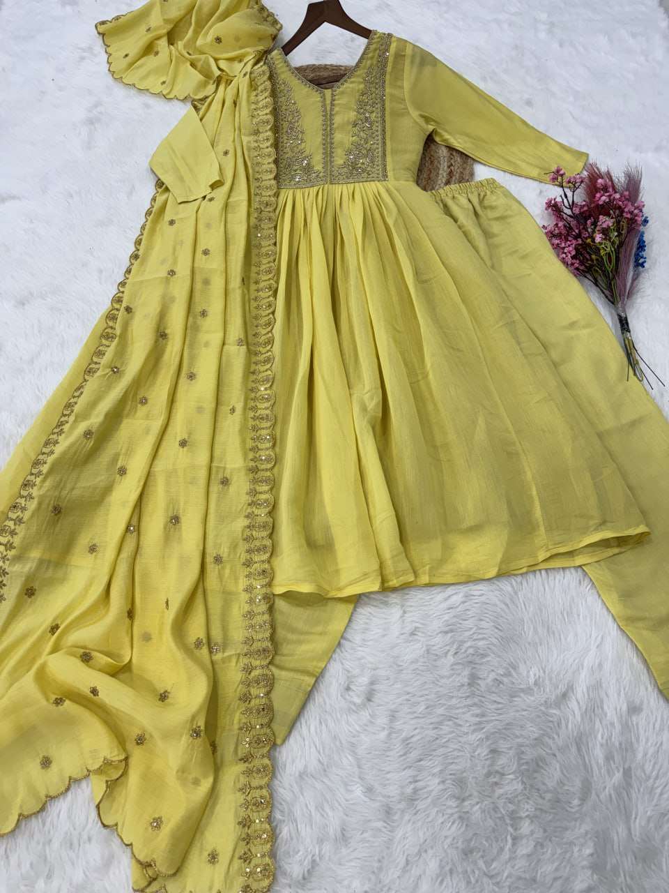 Stunning Yellow Anarkali Suit for Wedding Guests and Festive Glam