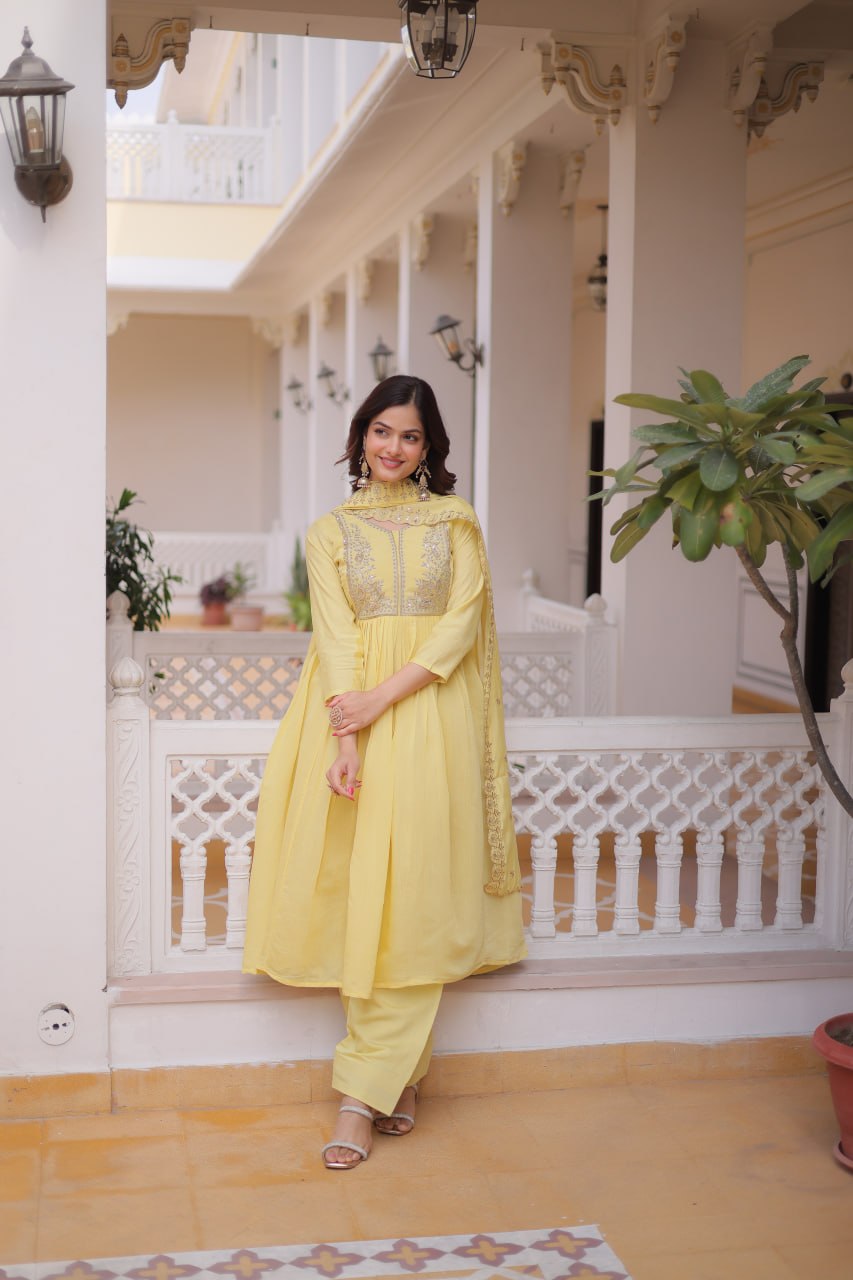 Stunning Yellow Anarkali Suit for Wedding Guests and Festive Glam